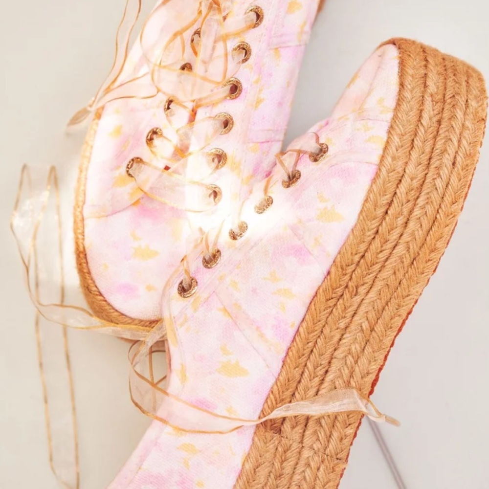 Superga x Loveshackfancy Espadrille Platform Sneaker 2790 Perky Peach no box - Picture 12 of 13